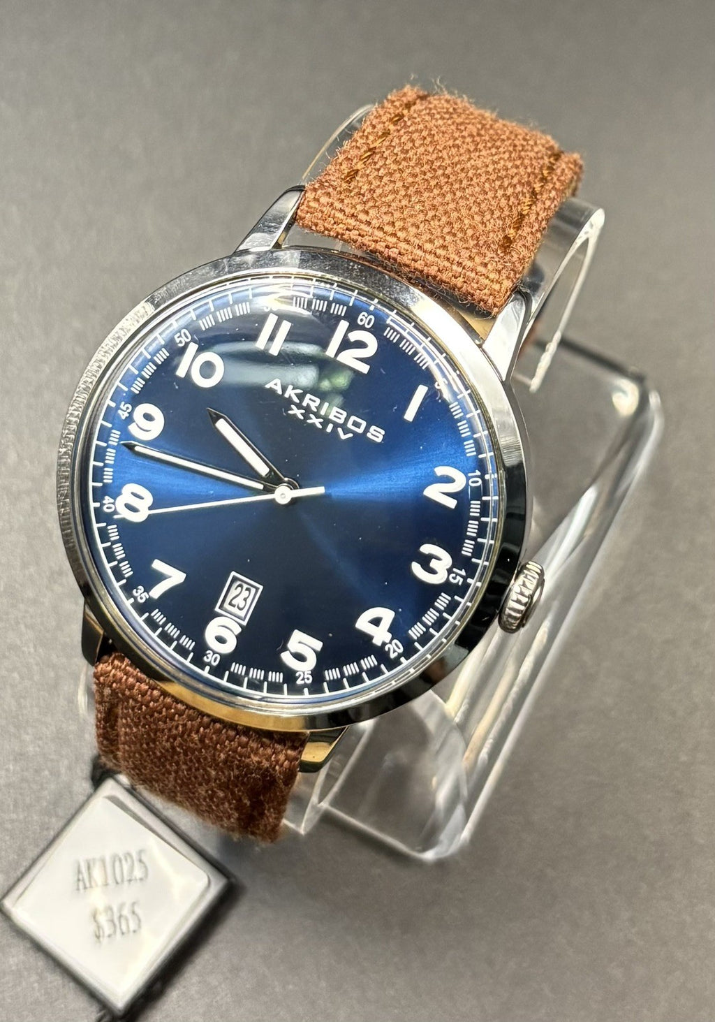 Mens Akribos XXIV AK1025BRBU Quartz Day Classic Leather Strap 41mm FREE SHIPPING