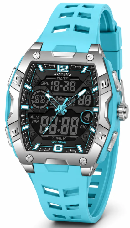 Activa X Invicta Digital Men's Watch - 50mm. Light Blue ACW8130-002 NEW
