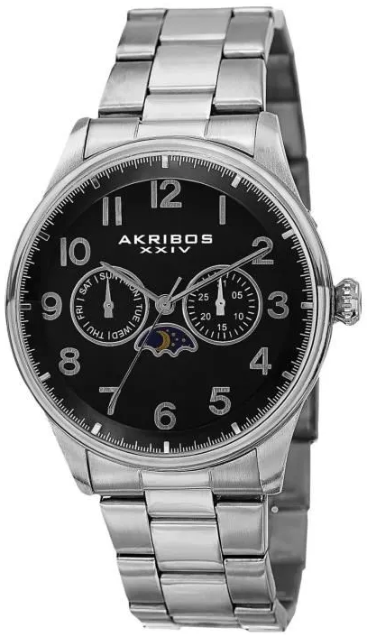 Akribos XXIV Men's  Chronograph Moon Phase Watch AK790SSB