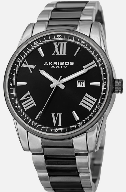 Akribos XXIV Men’s Quartz Date Stainless Steel Bracelet Watch AK936TTB