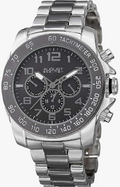 August Steiner Men's Swiss Quartz Black Dial Stainless Steel Band Chronograph Watch AS8095TTB