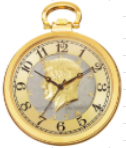 CN012YG - Gold Tone Case Chain, Silver and Gold Dial with Black Hands