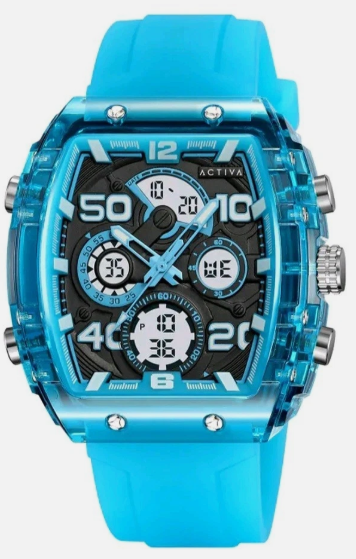 Activa X Invicta Digital Essentials Men's Watch 45mm, Light Blue ACW8109-006