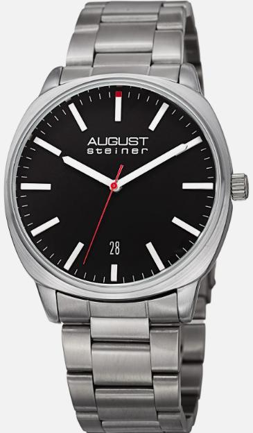 Men's August Steiner Classic Three Hand Movement Date Bracelet Watch AS8237SSB