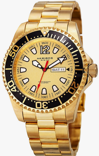 Akribos XXIV Extremis Quartz Gold Dial Men's Watch AK947YG