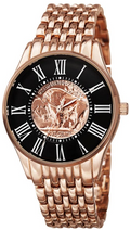 August Steiner CN009RG Roman Numerals Buffalo Nickel Dial Rose tone Men's 42mm Watch