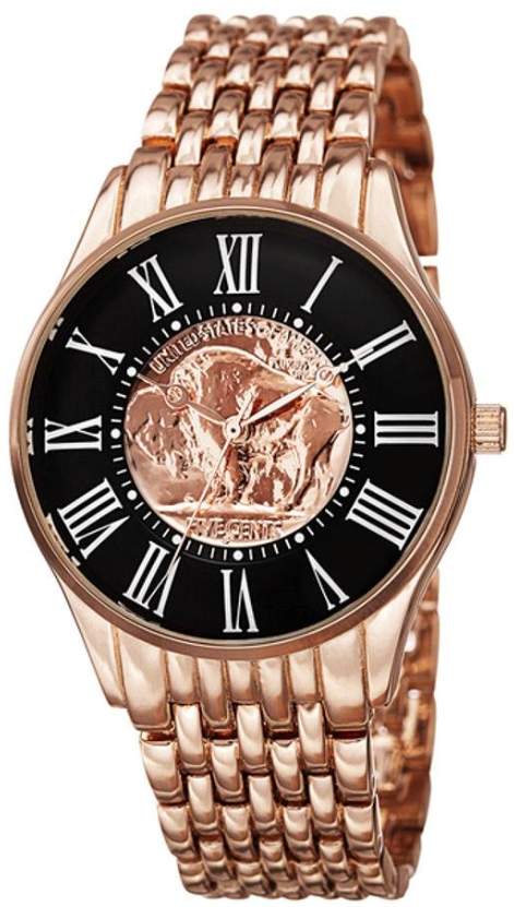 August Steiner CN009RG Roman Numerals Buffalo Nickel Dial Rose tone Men's 42mm Watch