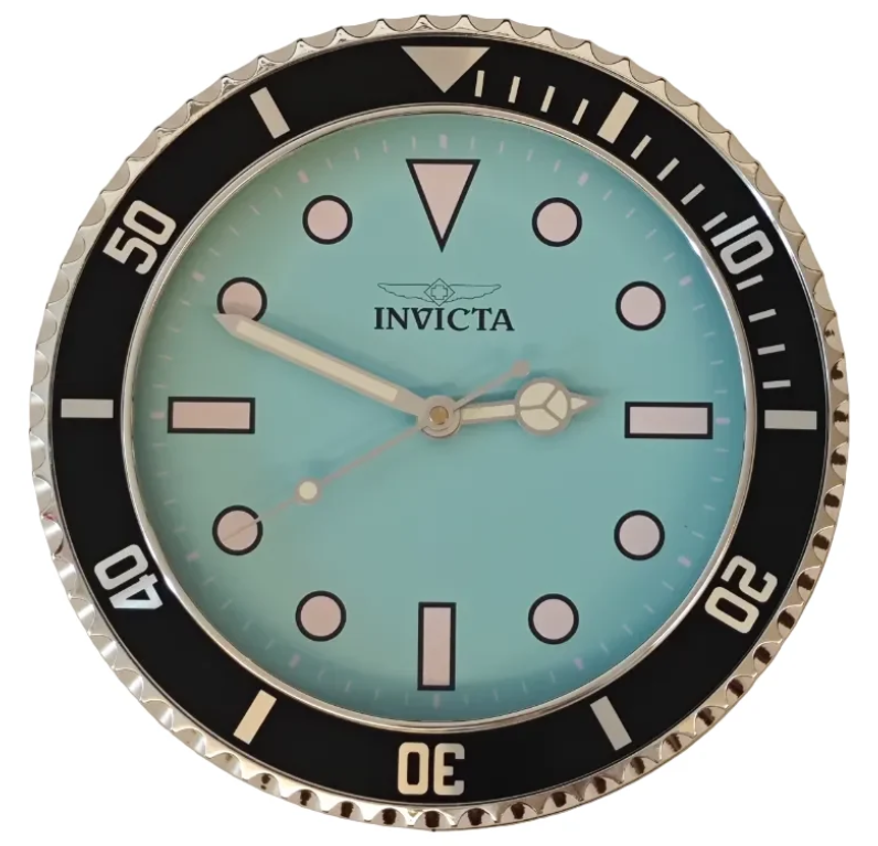 70042 - Invicta Pro Diver Wall Clock, Light Blue Dial, Black Bezel