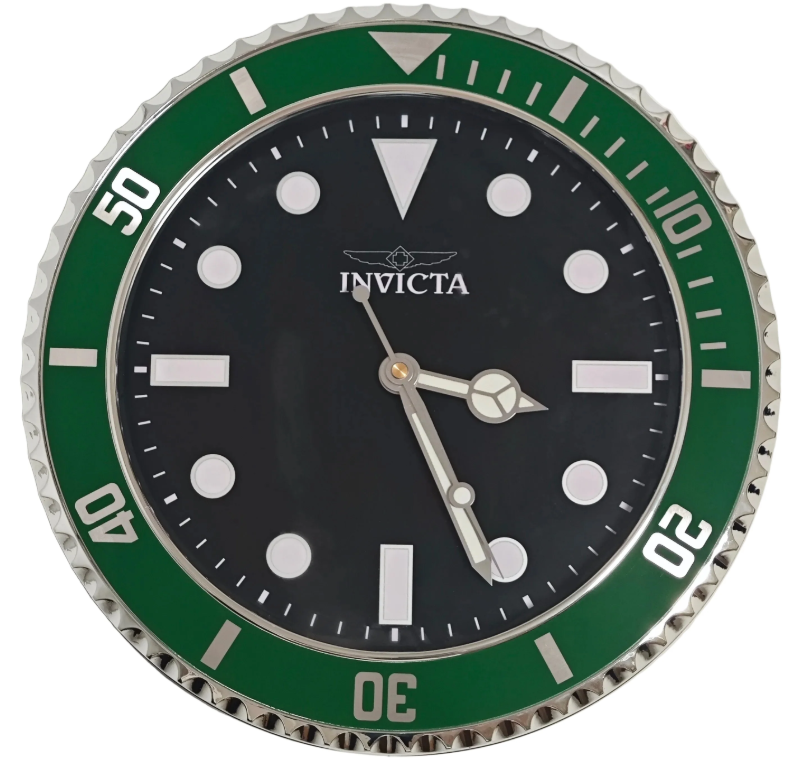 70043 - Invicta Pro Diver Wall Clock, Green Dial, Black Bezel - 70043