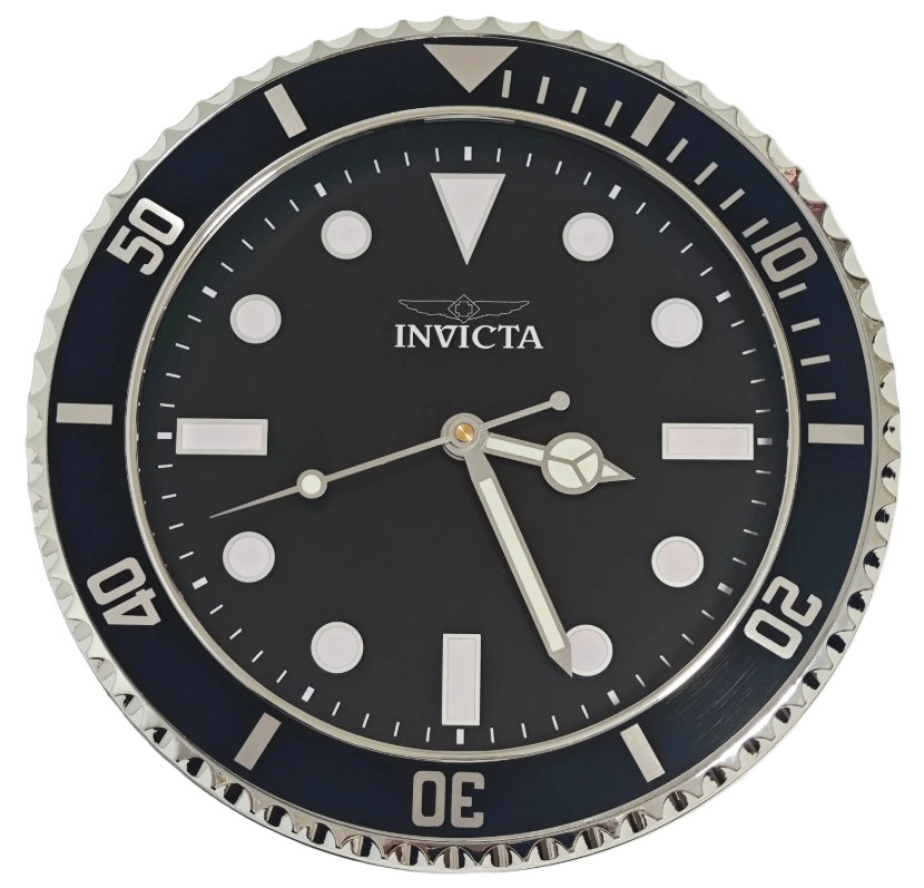 70040 - Invicta Pro Diver Wall Clock, Black Dial with Black Bezel