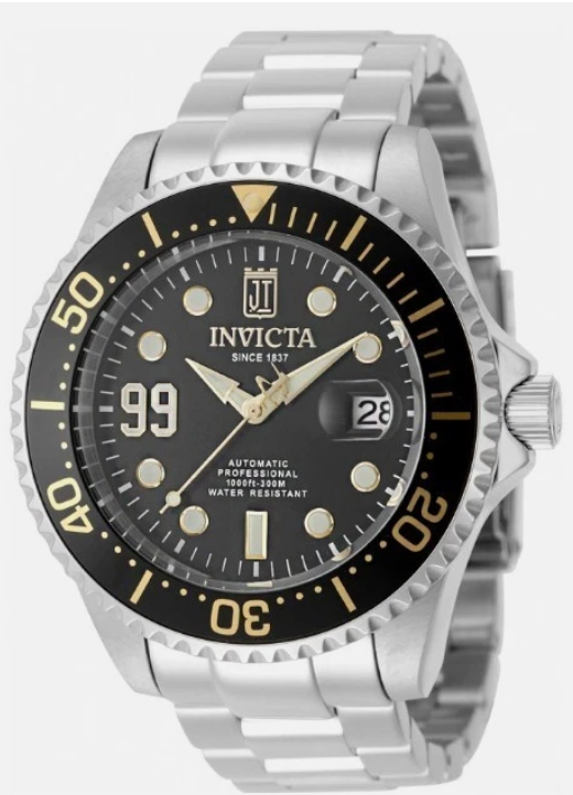 Invicta JT Automatic Steel Tone Case Black Metal Dial Steel Band, Limited Edition 27 of 99, 47mm (51308)