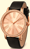 Invicta Celestial Lady 31mm Rose Gold Case and Dial Black Leather Band - 70444