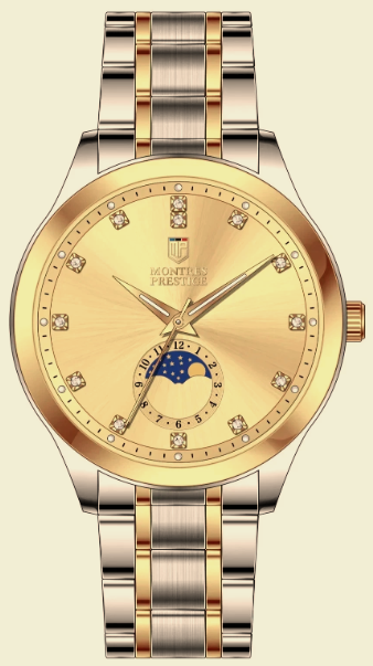 Invicta x Montres Prestige Men's Dress Watch 42mm Silver Gold Two Tone MPW-0369