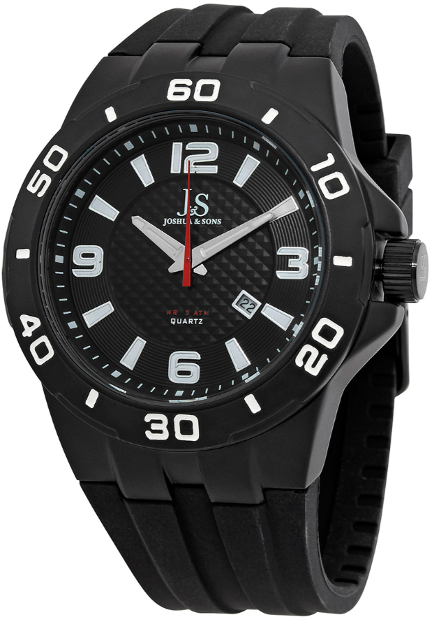 Joshua And Sons Quartz Black Dial Black Silicone Men's Watch JX115BK